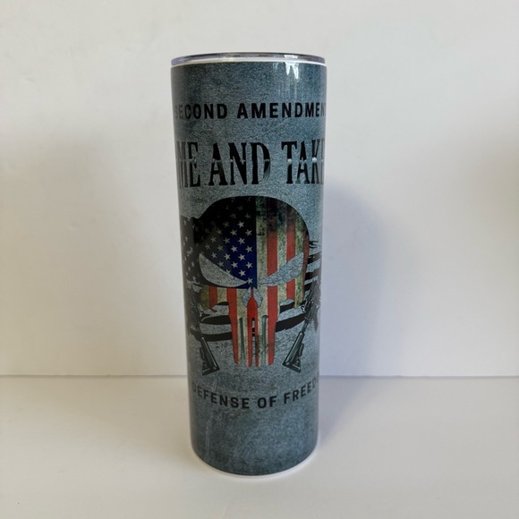 Patriotic Tumbler with American Flag Design 20oz Skinny - Picture 3 of 4